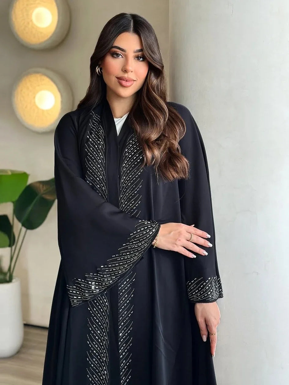Eid Diamond Vrouwen Abaya Dubai Jurk Vest Moslim Marokko Caftan Jalabiya Ramadan Vestidos Largos Party Jurken Arabische Lange Gewaad