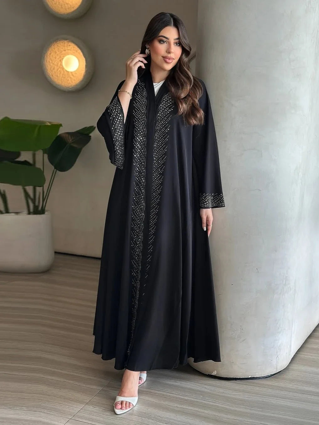 Eid Diamond Vrouwen Abaya Dubai Jurk Vest Moslim Marokko Caftan Jalabiya Ramadan Vestidos Largos Party Jurken Arabische Lange Gewaad