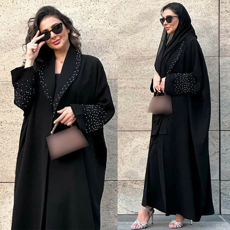 Eid Luxe Dubai Abaya Diamanten Zwarte Kimono Jalabiya Ramadan Moslim Vrouwen Bescheiden Jurk Hijab Sjaal Gewaad Turkije Marocain Kaftan
