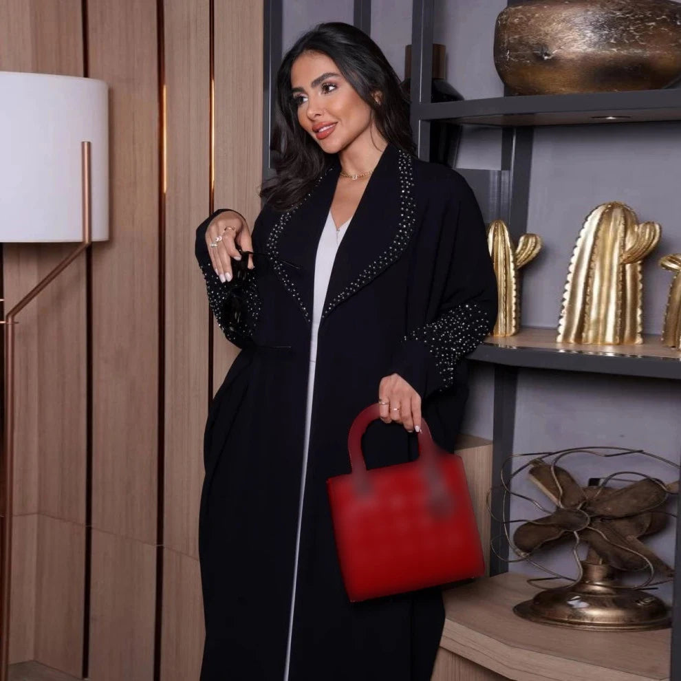 Eid Luxe Dubai Abaya Diamanten Zwarte Kimono Jalabiya Ramadan Moslim Vrouwen Bescheiden Jurk Hijab Sjaal Gewaad Turkije Marocain Kaftan