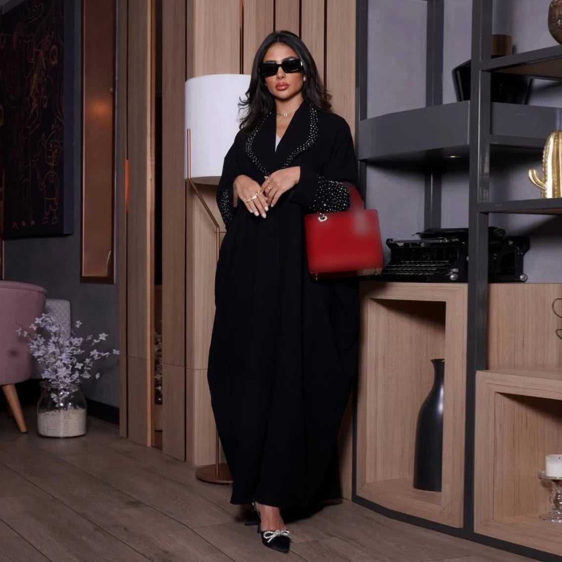 Eid Luxe Dubai Abaya Diamanten Zwarte Kimono Jalabiya Ramadan Moslim Vrouwen Bescheiden Jurk Hijab Sjaal Gewaad Turkije Marocain Kaftan